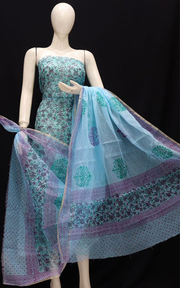 Kota Doria Cotton Block Printed Dress Material 6