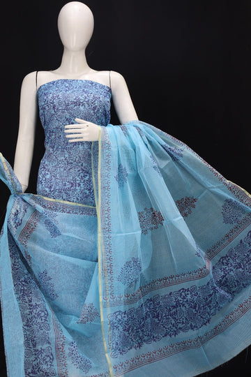 Kota Doria Cotton Block Printed Dress Material 13