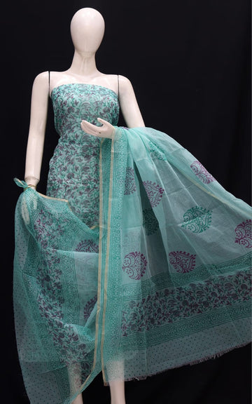 Kota Doria Cotton Block Printed Dress Material 4
