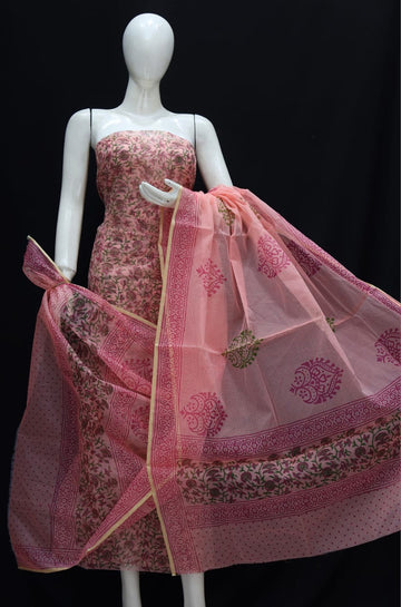 Kota Doria Cotton Block Printed Dress Material 5
