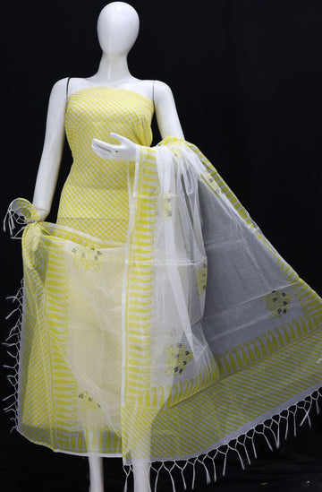Kota Doria Cotton Block Printed Dress Material 2