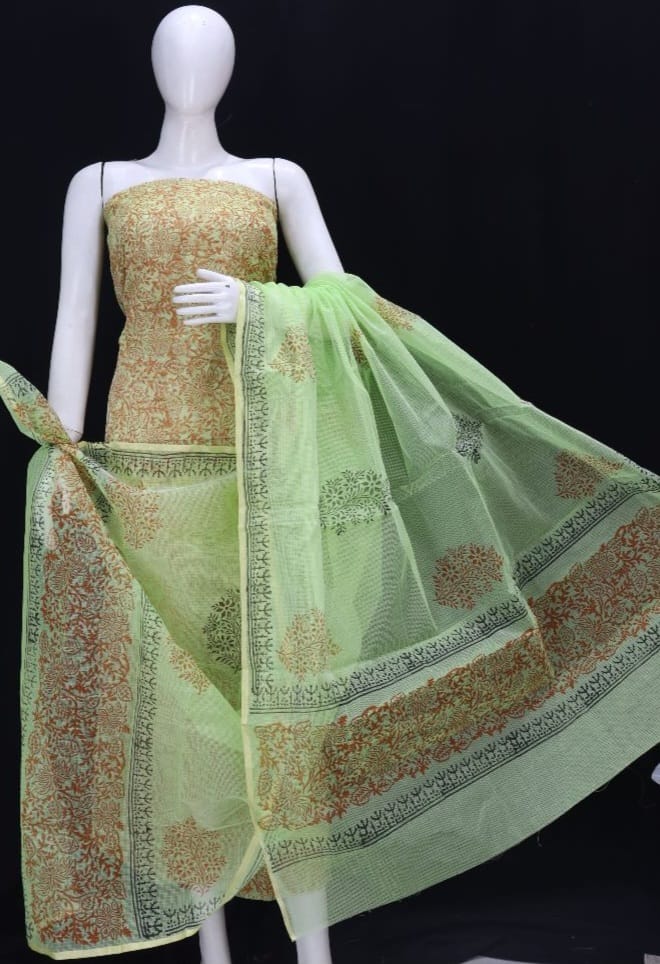 Kota Doria Cotton Block Printed Dress Material 12