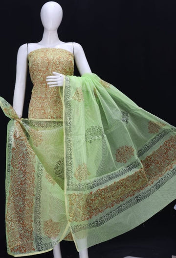 Kota Doria Cotton Block Printed Dress Material 12