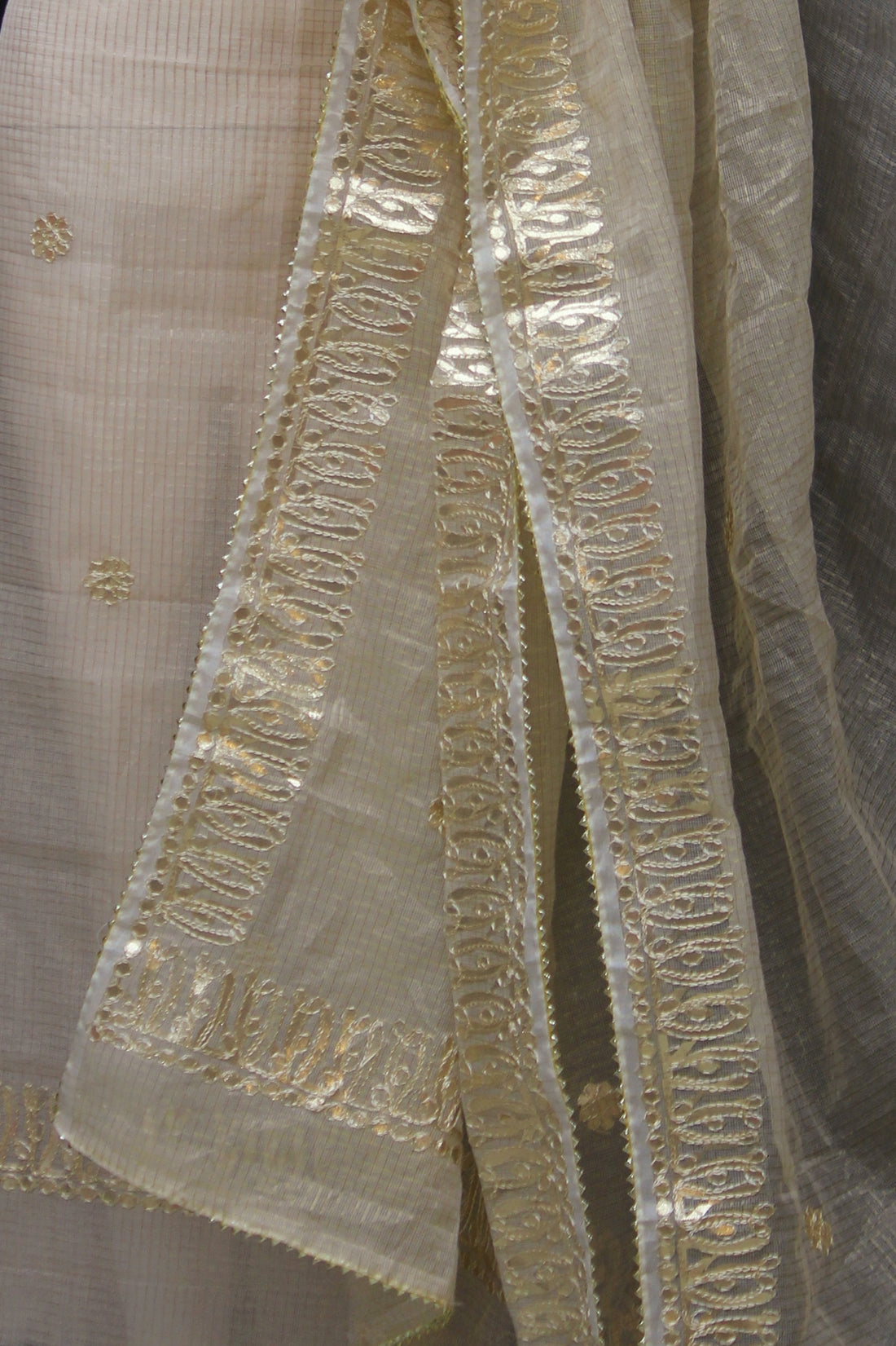 Badge Kota Doria Cotton Gota-Patti Work Dress Material with Bottom