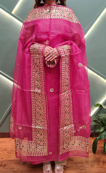 Raani Kota Doria Cotton Gota-Patti Work Dress Material