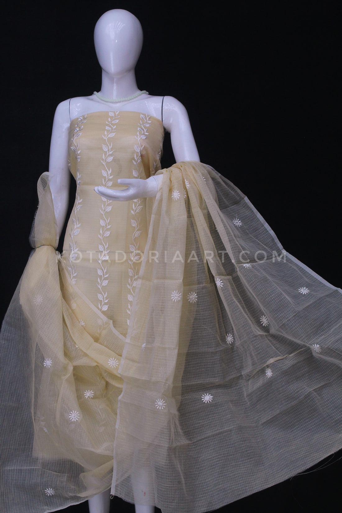 Badge Kota Doria Cotton Embroidery Work Dress Material