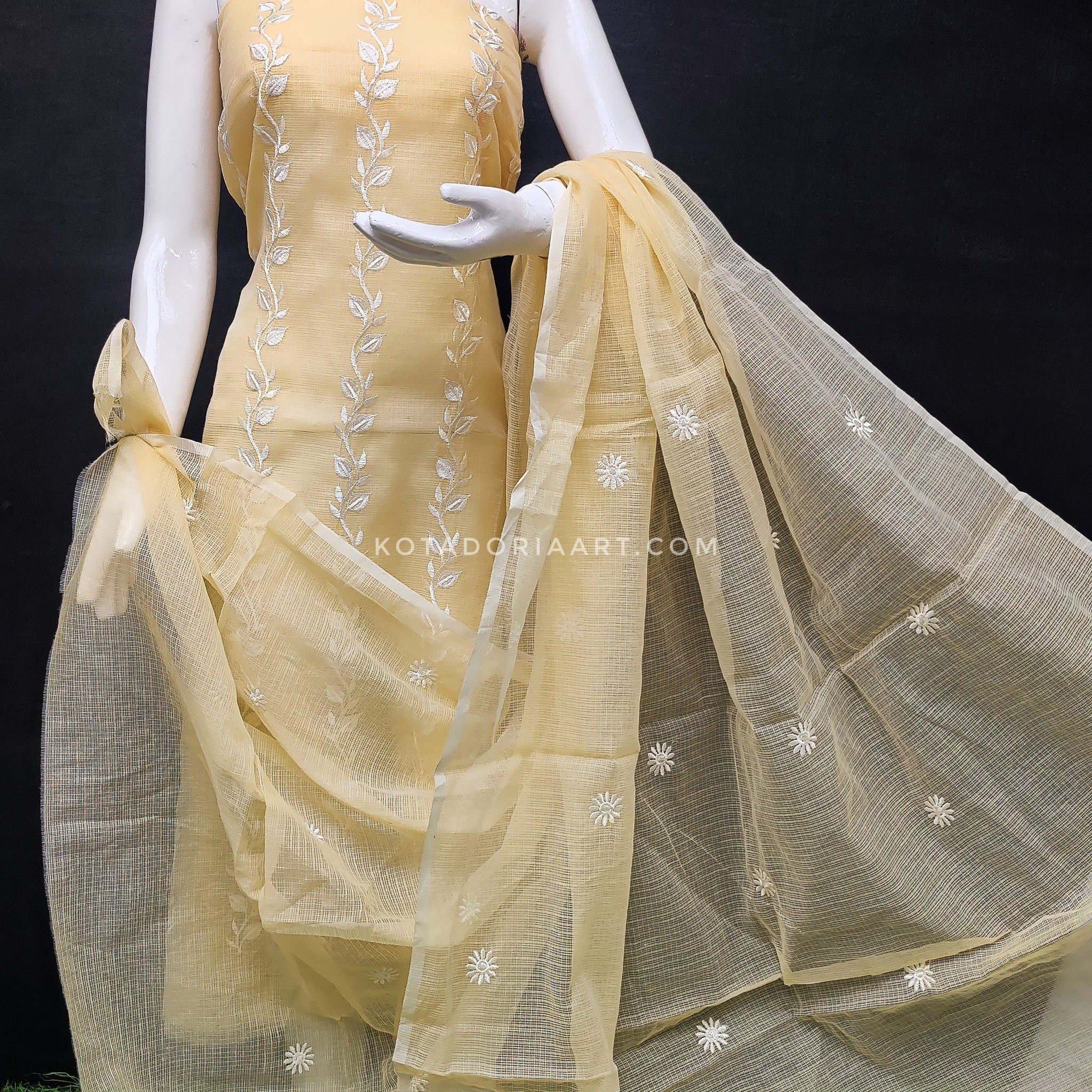 Badge Kota Doria Cotton Embroidery Work Dress Material