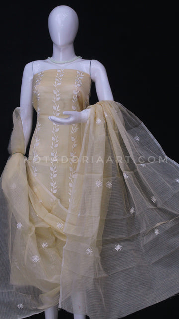 Badge Kota Doria Cotton Embroidery Work Dress Material